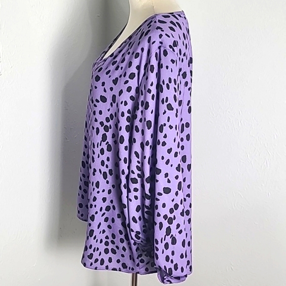 Bibi Purple Top with Black Polka-dots & Bubble Sleeves, Size XL - Picture 6 of 10